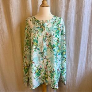 VanHeusen XL Button Up Blouse with Floral Pattern